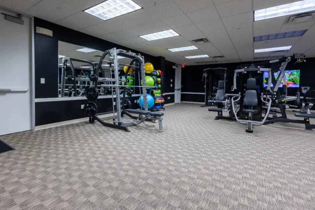 On-site fitness area supporting our holistic stress and burnout treatment plans